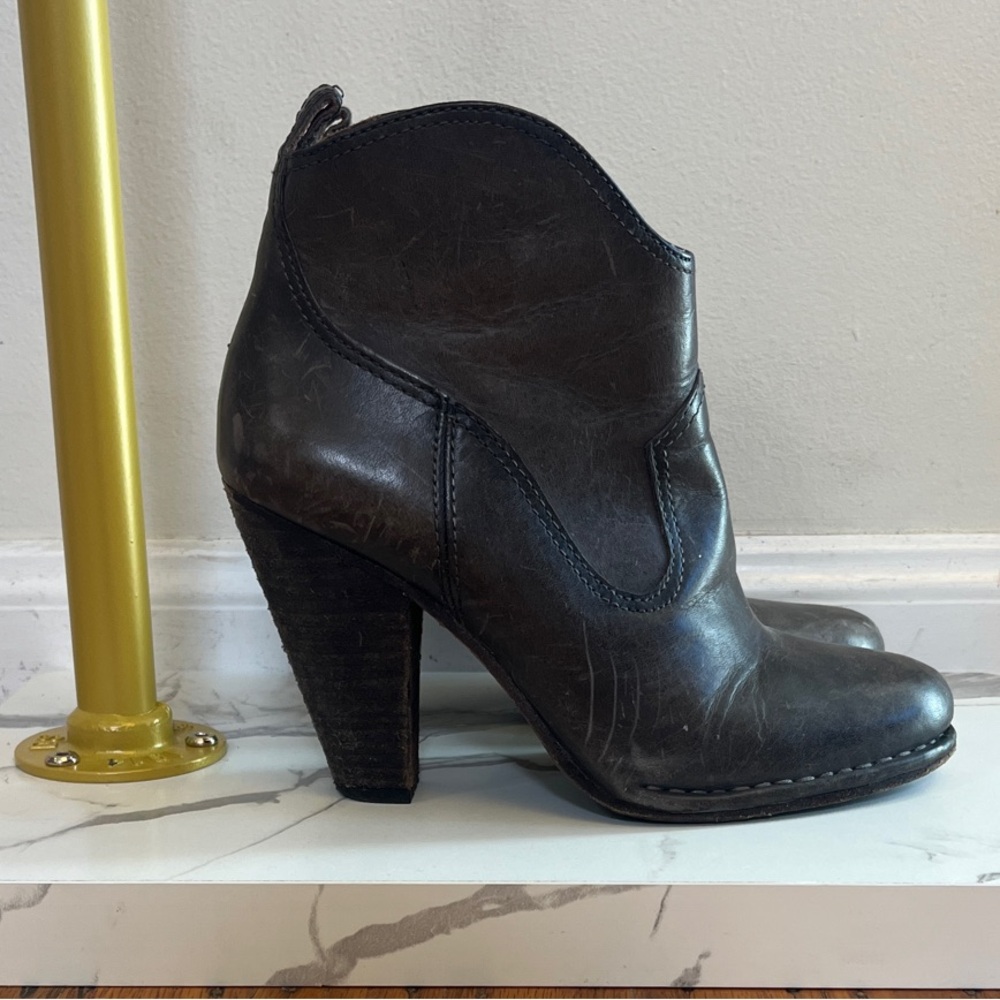 Frye Dark Brown Leather Heeled Boots